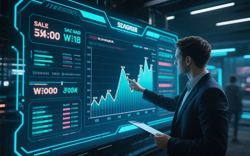 数据分析师展示双色球销售与奖池走势图,科技感十足